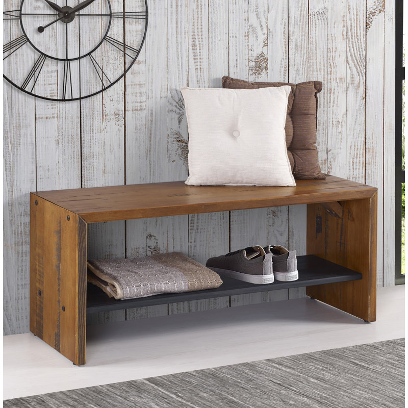 Loon Peak® Osterhoudt Solid Wood Shelves Storage Bench & Reviews Wayfair